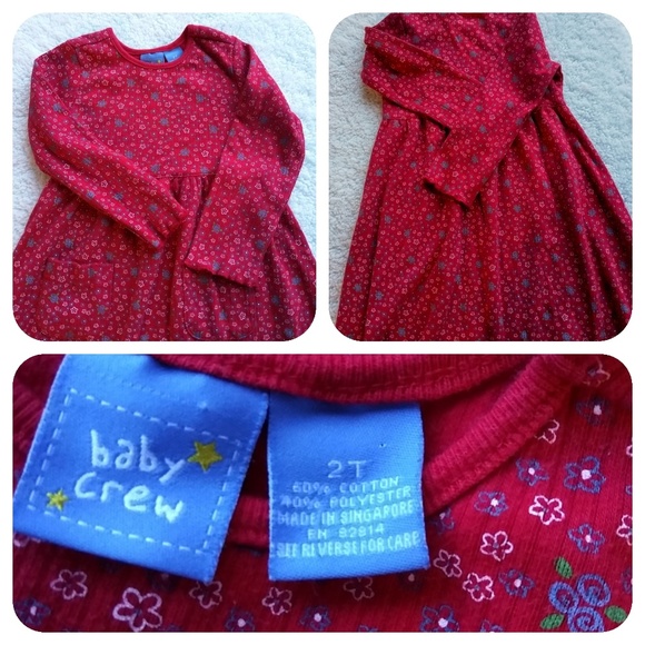 Baby Crew (Crewcuts) 2T Red Floral LS Dress - Picture 2 of 8